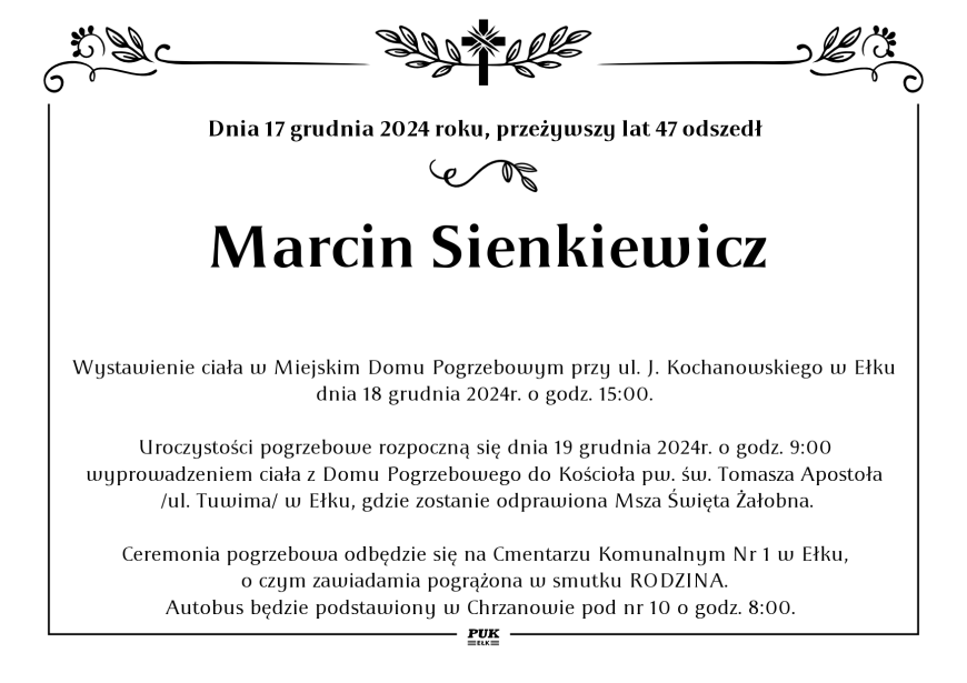 Marcin Sienkiewicz - nekrolog